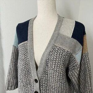 ANTHRO - SPARROW | Cropped Colorblock Patchwork Knit Cardigan | Medium